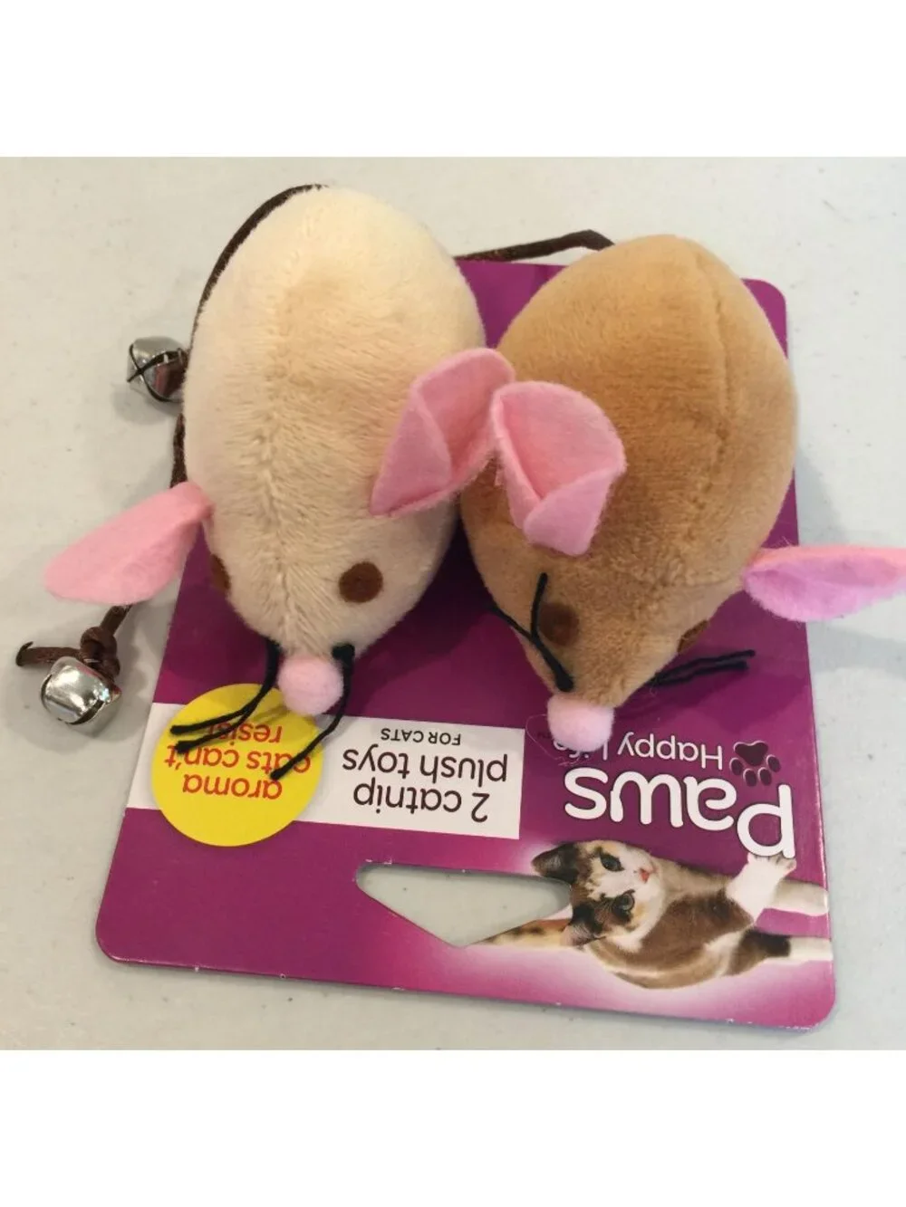 Paws Happy Life Mouse with Bell Catnip Plush Cat Toys Set of 2